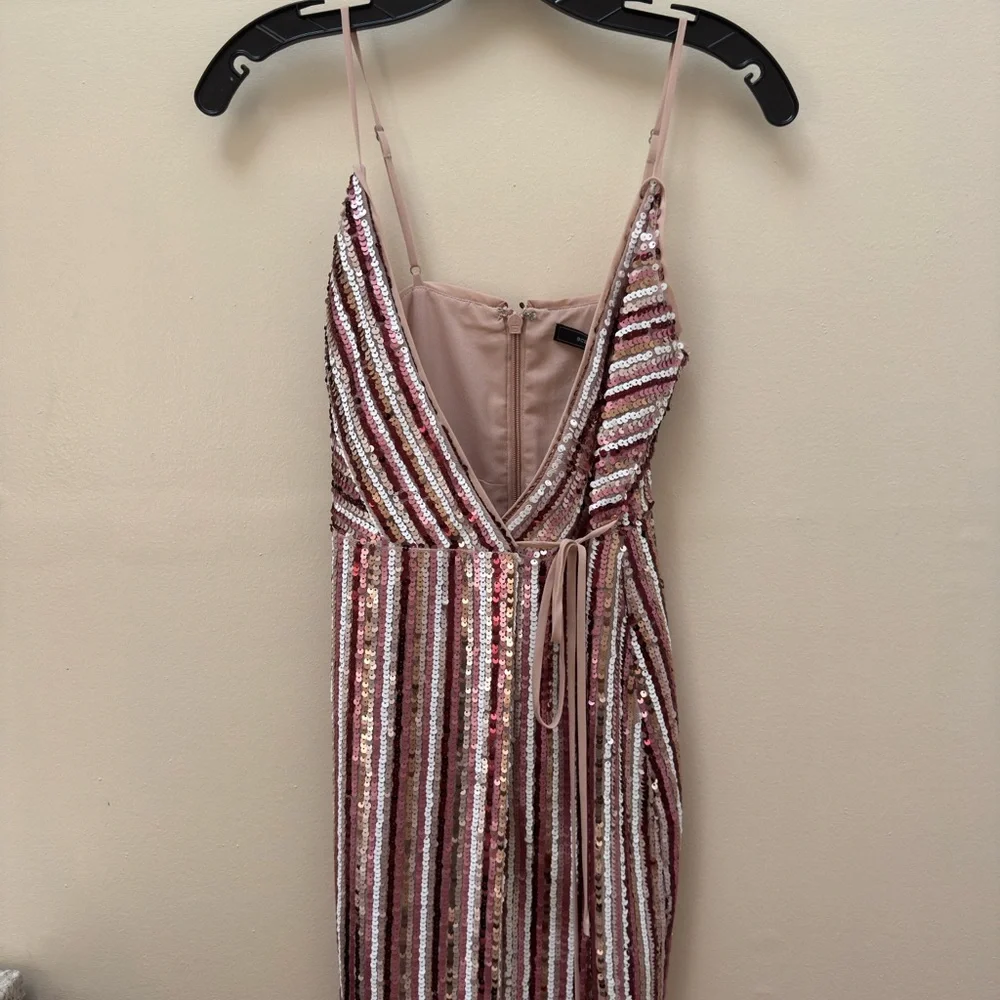 BCBGMaxAzria multicolor pink sequins wrap mini dress - Picture 2 of 10